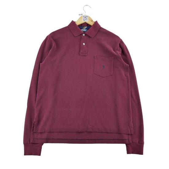 Seconde vie - Polo manches longues Homme Bordeaux - Excellent