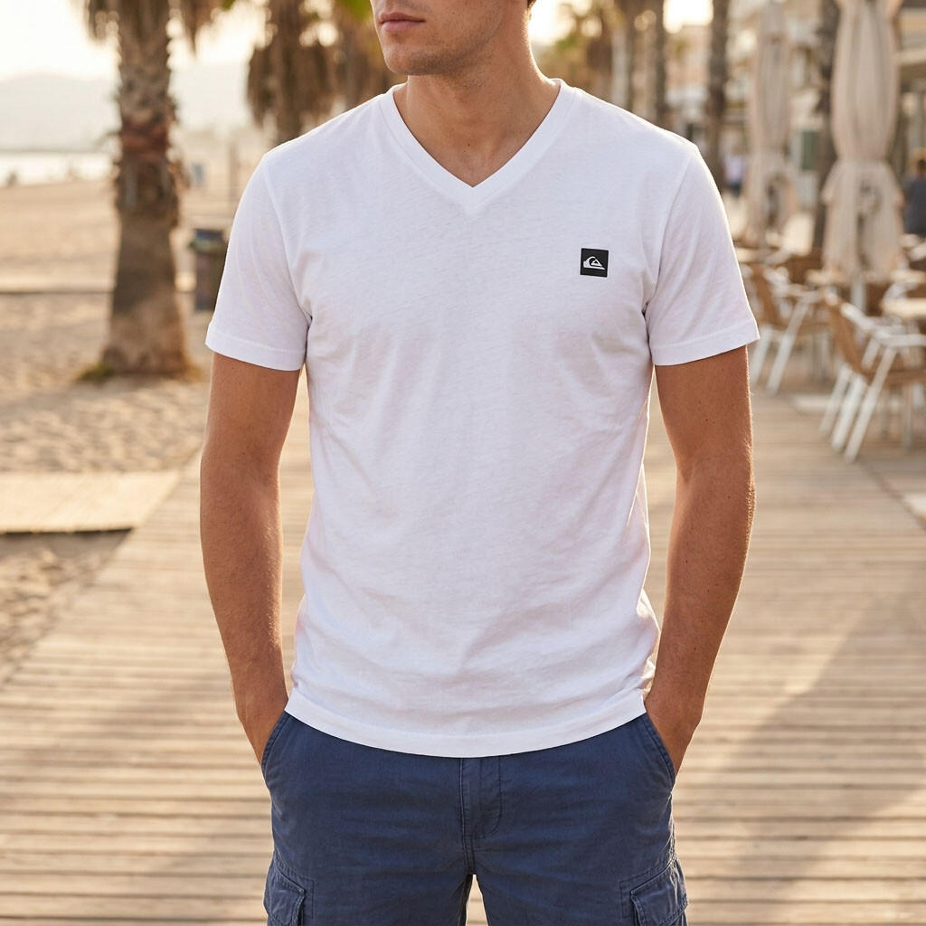 Quiksilver Pack de 2 T Shirts Homme 100% Coton Col Rond ou Col V 2/7
