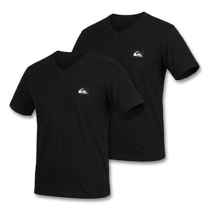 Quiksilver Pack de 2 T Shirts Homme 100% Coton Col Rond ou Col V