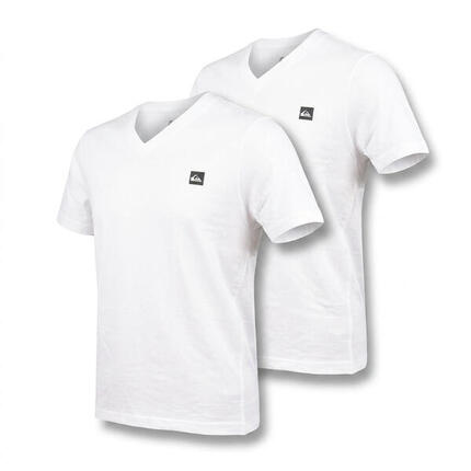 Quiksilver Pack de 2 T Shirts Homme 100% Coton Col Rond ou Col V