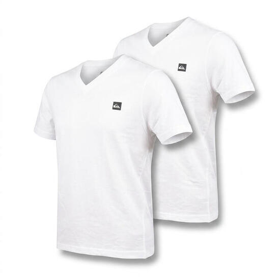 Quiksilver Pack de 2 T Shirts Homme 100% Coton Col Rond ou Col V