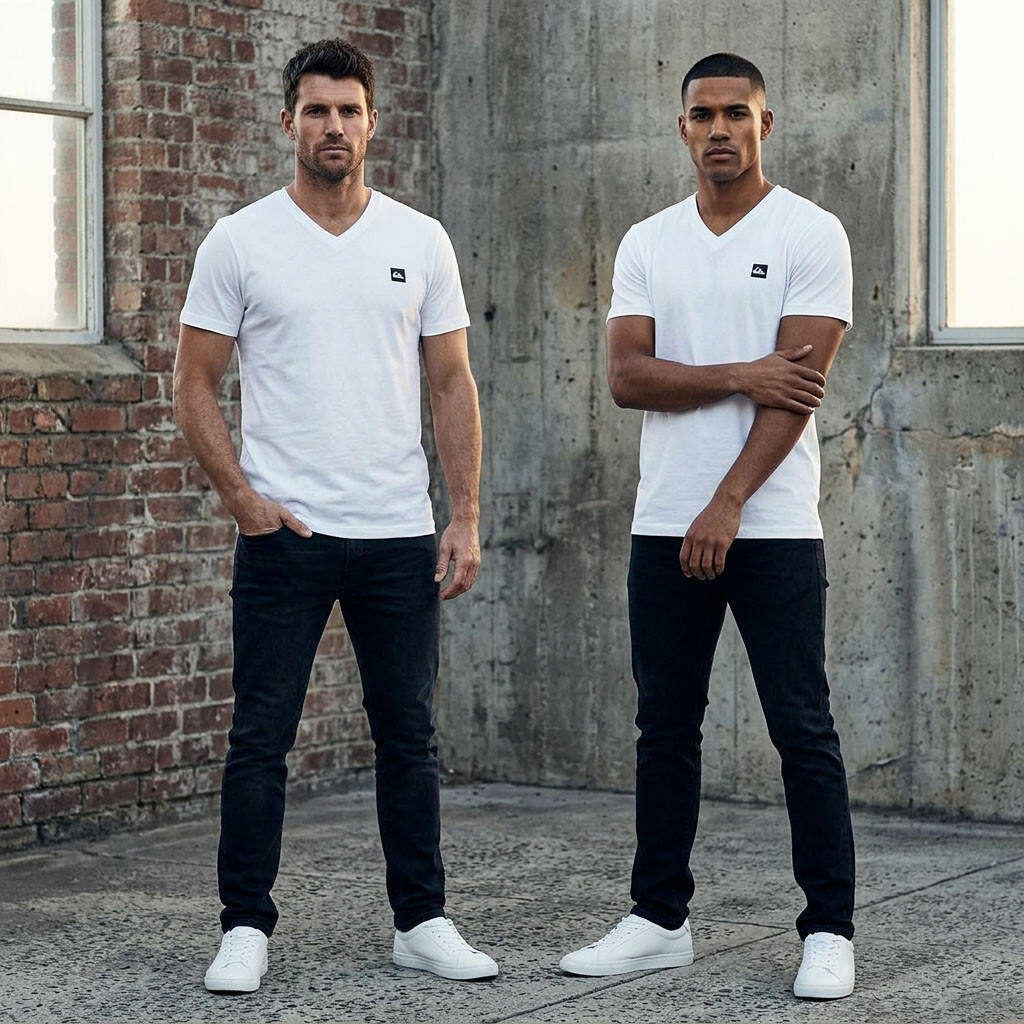 Quiksilver Pack de 2 T Shirts Homme 100% Coton Col Rond ou Col V 4/7