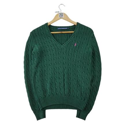 Seconde vie - Pull Femme Cable Knit Torsadée Vert - Excellent