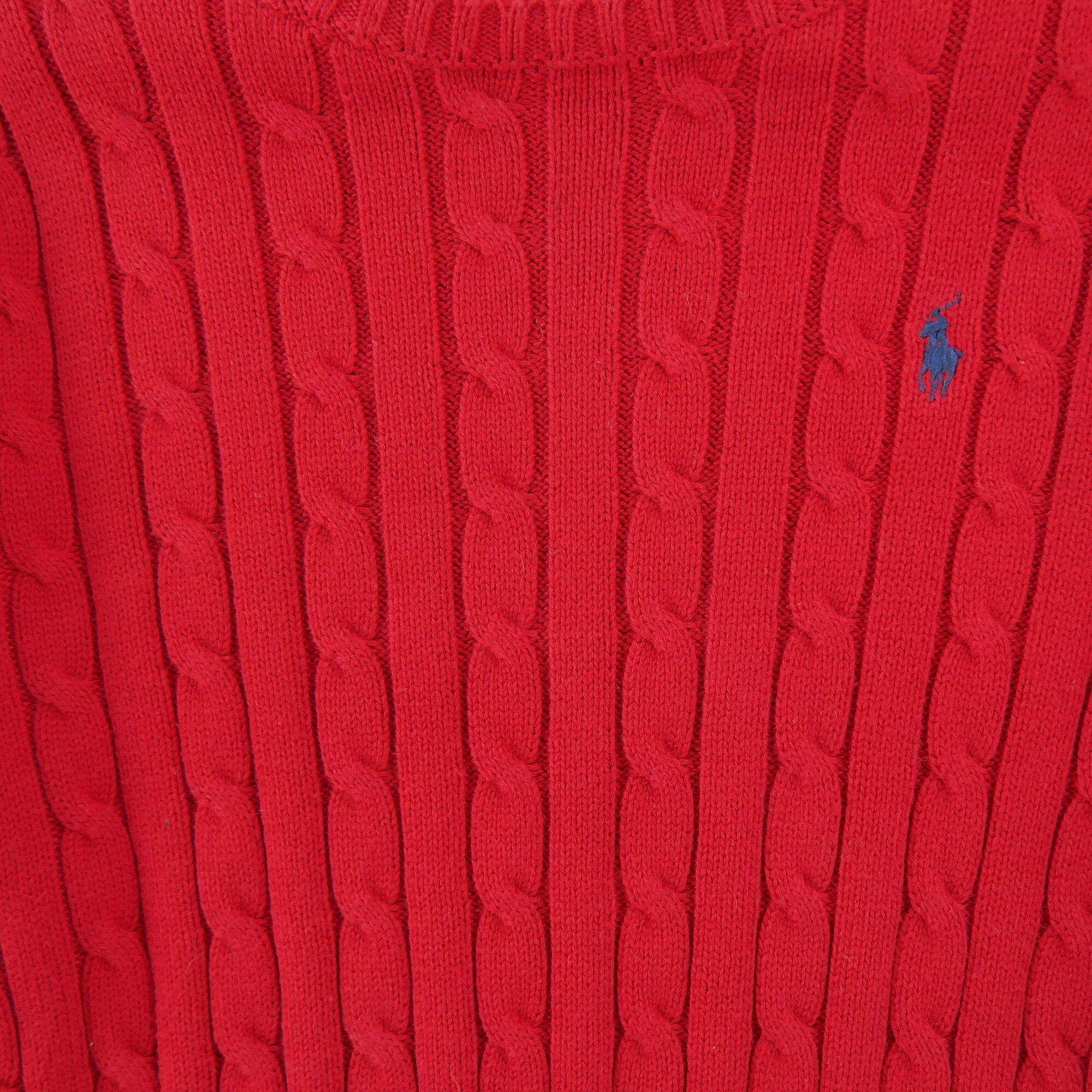 Second life - Polo Ralph Lauren Women's Cable Knit Sweater Red - Excellent 3/6