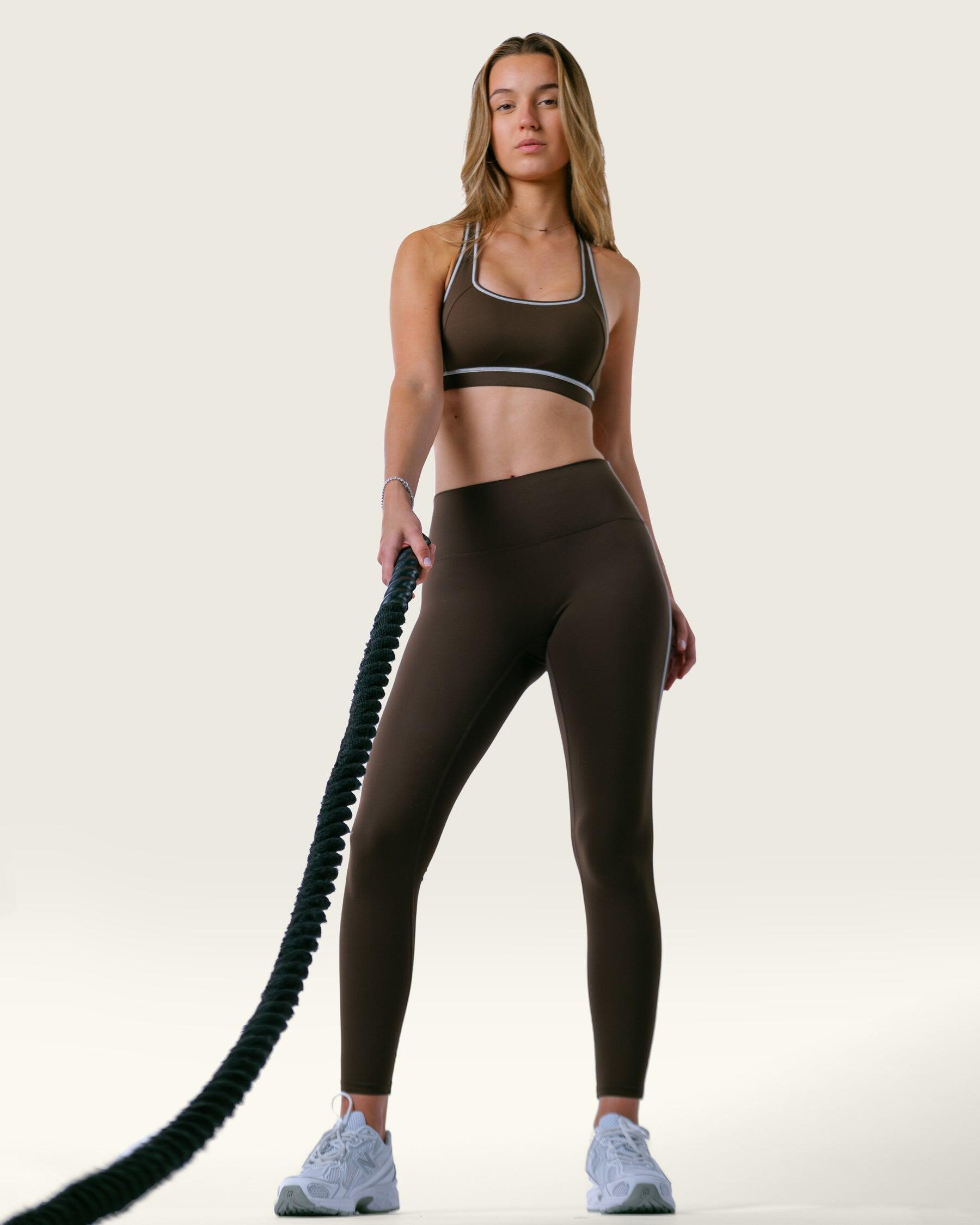 Dames racerback sportbeha voor gym en hardlopen – bruin 6/6
