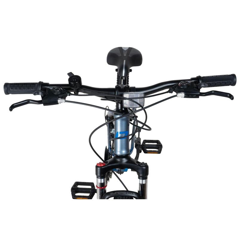 Bicicleta copii Davi Terrano Pro 24", 130-160 cm, 21 viteze, Gri/Albastru