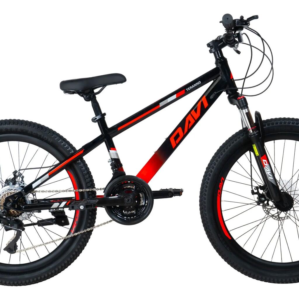 Bicycle for children Davi Terrano 24", 130-160 cm, 21 speeds, Black/Red