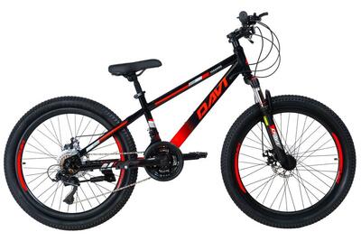 Kinderfiets davi terrano 24", 130-160 cm, 21 versnellingen, zwart/rood