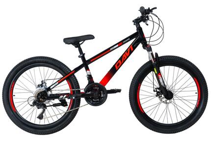 Kinderfiets Davi Terrano 24", 130-160 cm, 21 versnellingen, Zwart/Rood