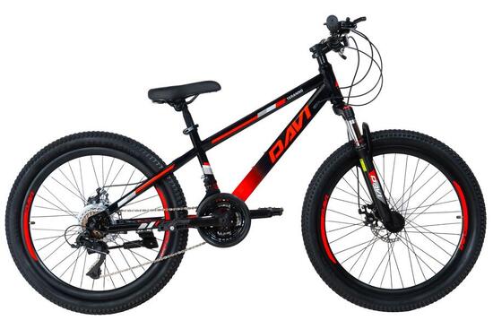 Kinderfiets Davi Terrano 24", 130-160 cm, 21 versnellingen, Zwart/Rood