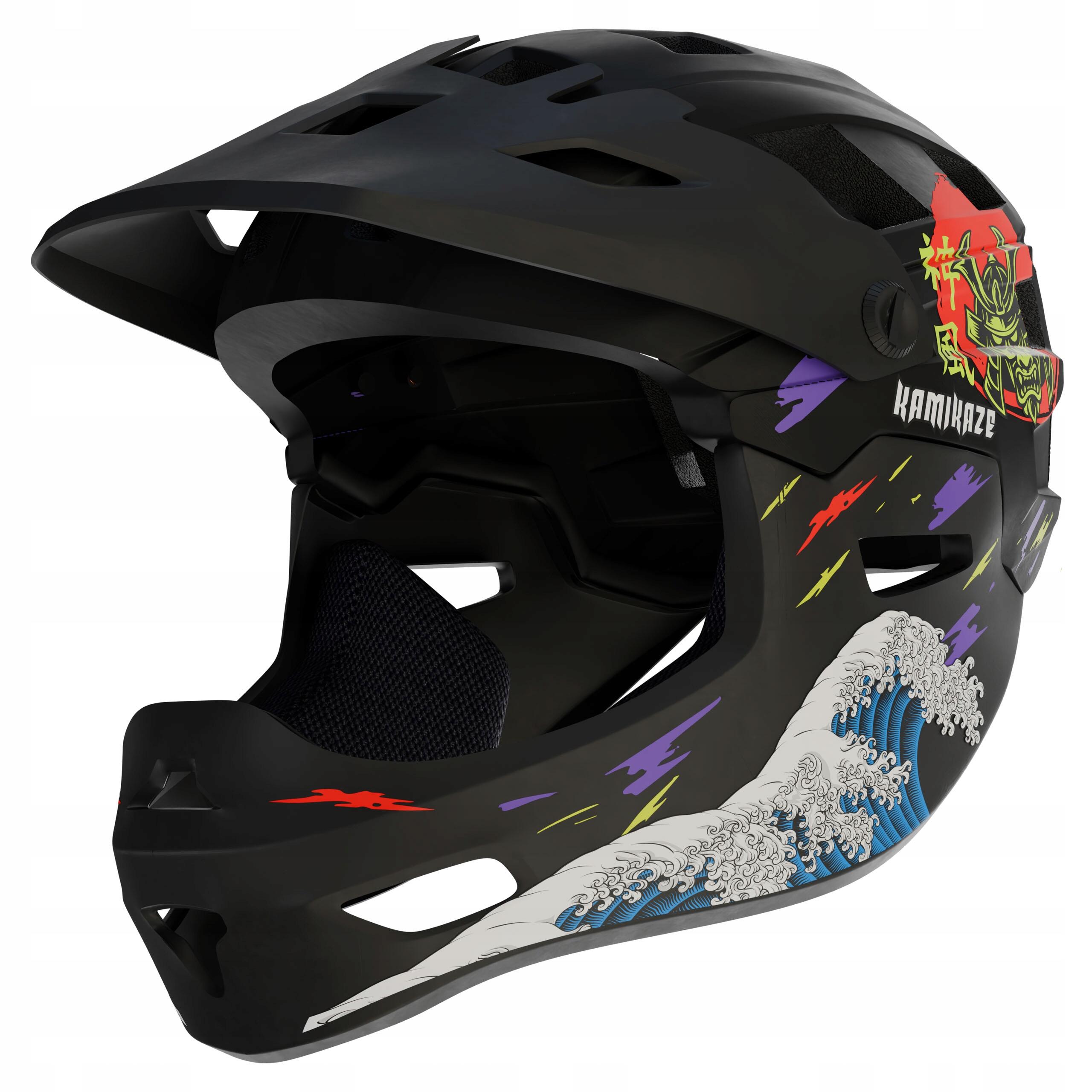 Elmo Kamikaze Fullface - Ronin Wave, mascella nera staccabile L 2/5
