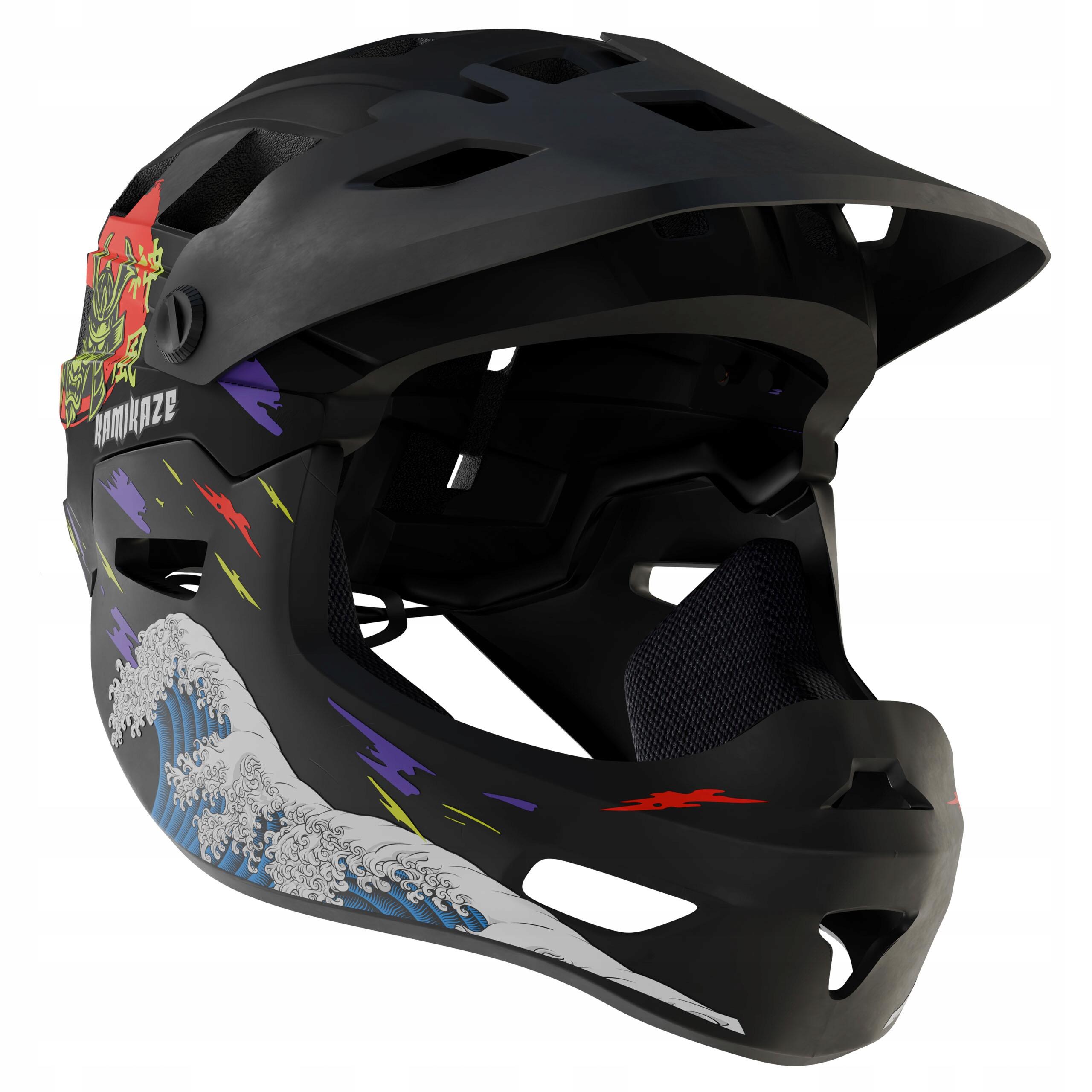 Elmo Kamikaze Fullface - Ronin Wave, mascella nera staccabile L 4/5