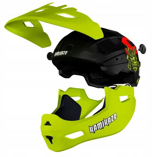 Casco Kamikaze Fullface - Elmo Ronin Mascella Verde Rimuovibile S 2/5