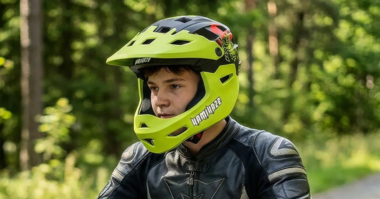 Casco Kamikaze Fullface - Elmo Ronin Mascella Verde Rimuovibile S 4/5