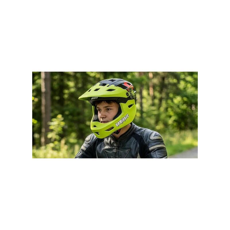 Cască Kamikaze Fullface - Cască Ronin Maxilar Detașabil Verde M