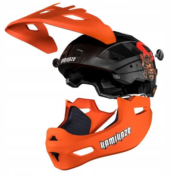 Casco Kamikaze Fullface - Elmetto Ronin Mascella Rimugcabile Arancione S 2/5