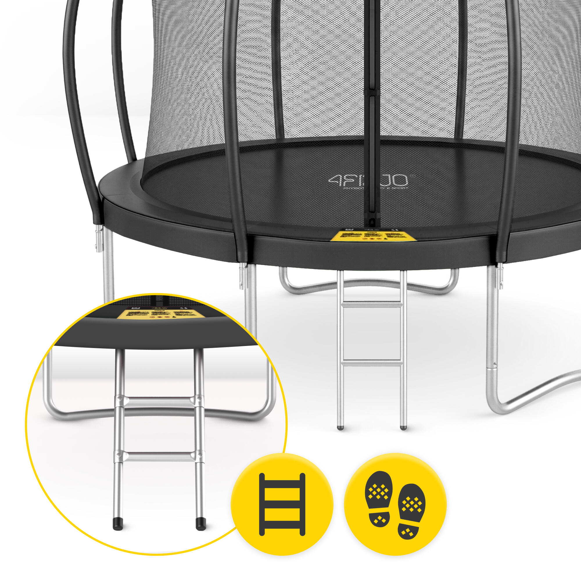Trampolina ogrodowa dla dzieci 4FIZJO PRO z siatką ochronną 305cm 10FT czarna 7/7
