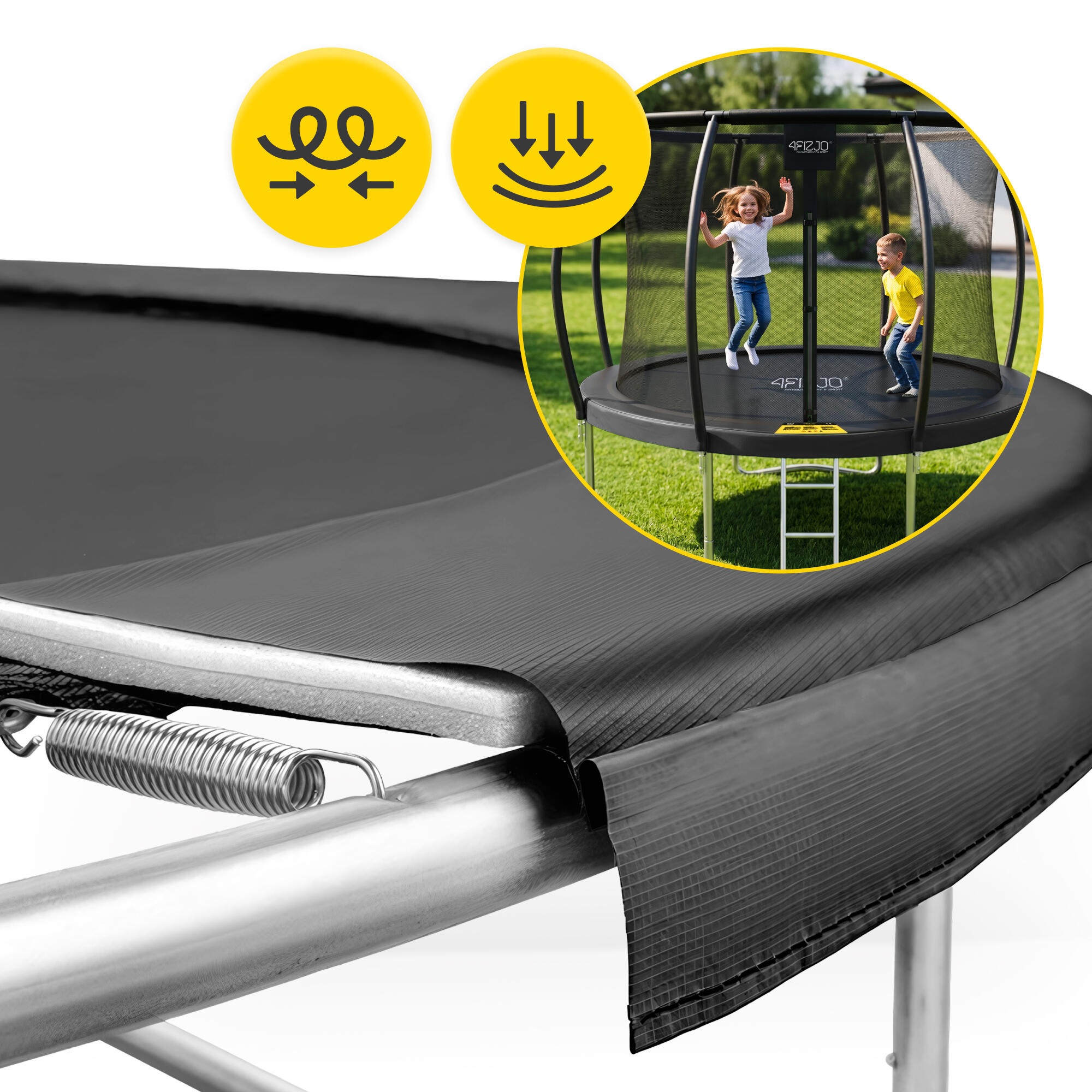 Trampolina ogrodowa dla dzieci 4FIZJO PRO z siatką ochronną 305cm 10FT czarna 5/7