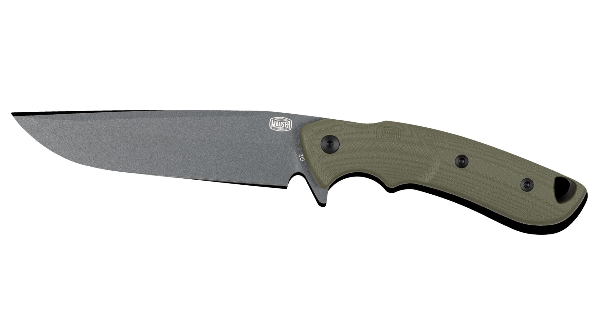 Jagdmesser Original D2‑Stahl 9cm Lederscheide grün 1/5