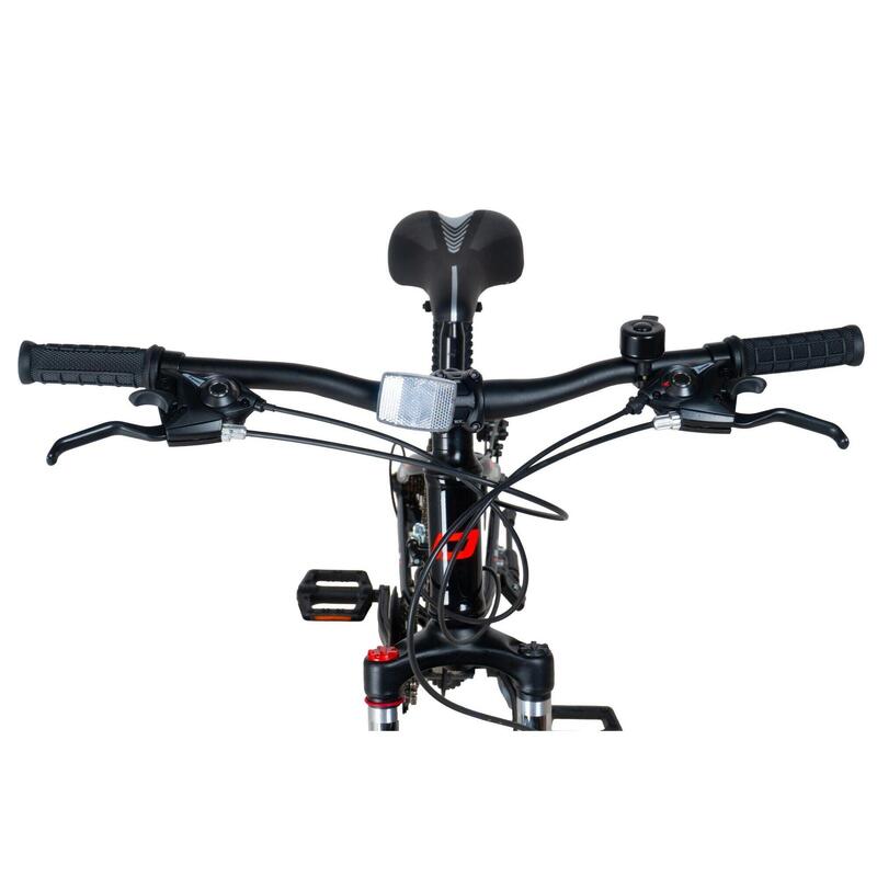 Bicicleta copii Davi Terrano Pro 24", 130-160 cm, 21 viteze, Negru/Rosu
