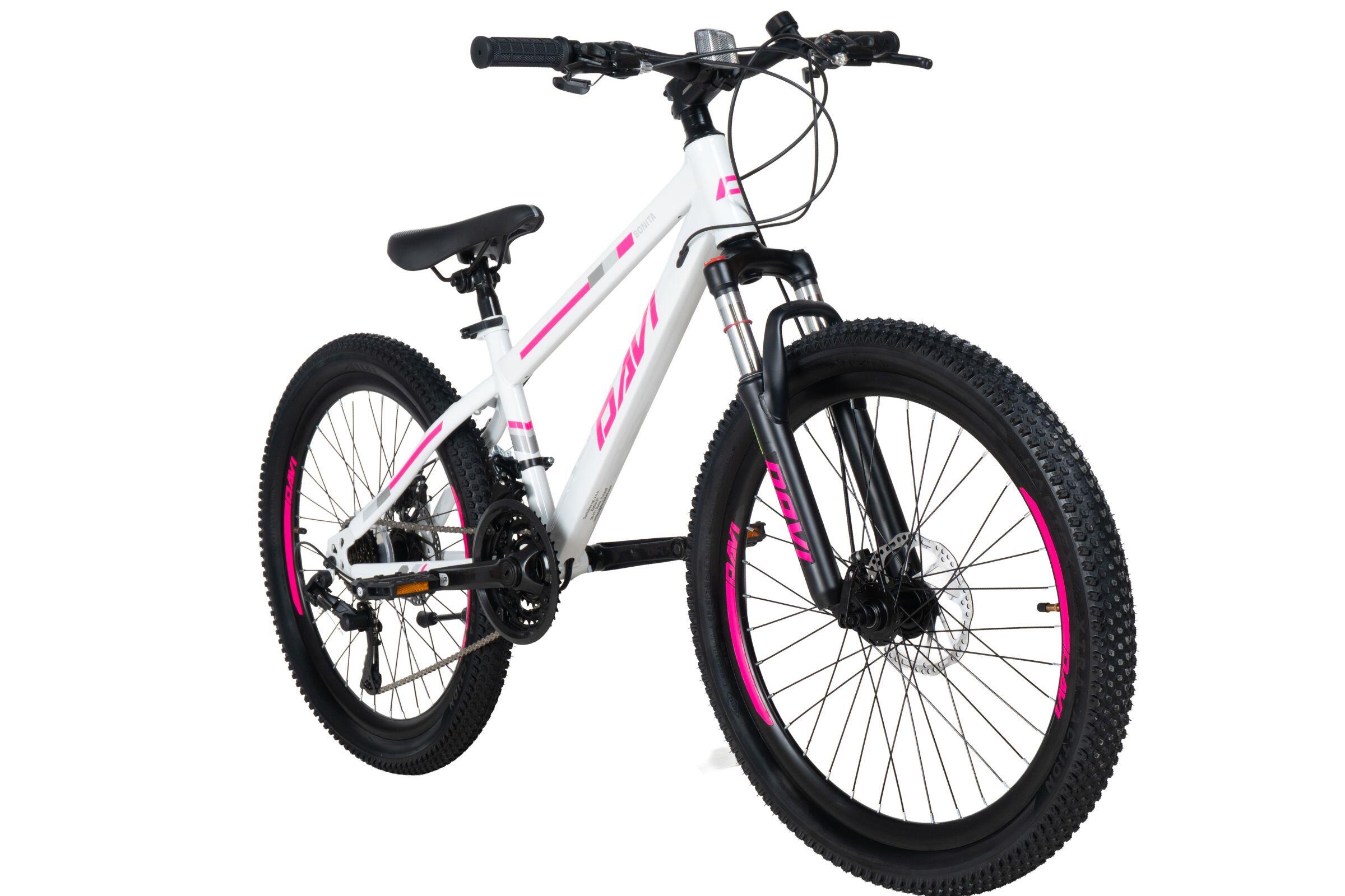 Vélo enfant Davi Bonita 24", 130-160 cm, 21 vitesses, Rose/Blanc 2/6