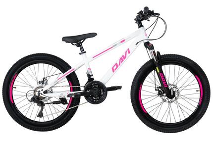 Vélo enfant Davi Bonita 24", 130-160 cm, 21 vitesses, Rose/Blanc