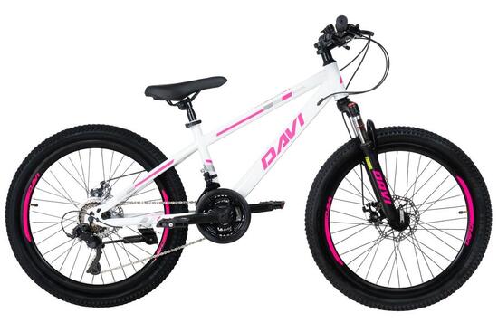 Vélo enfant Davi Bonita 24", 130-160 cm, 21 vitesses, Rose/Blanc