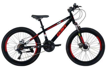 Kinderfiets Davi Terrano 24", 130-160 cm, 21 versnellingen, Zwart/Rood