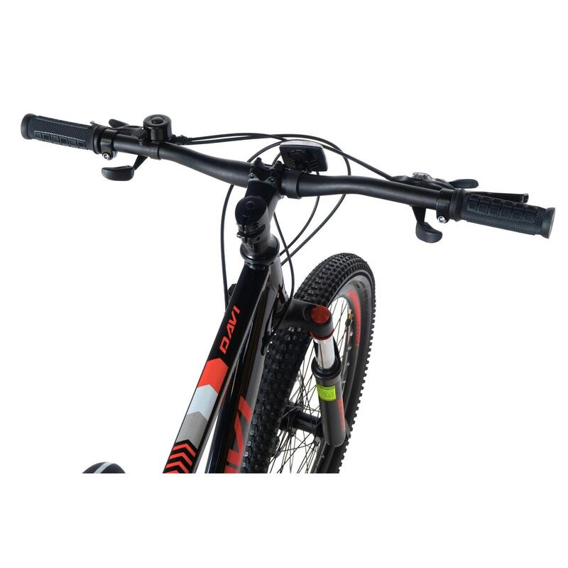 Bicicleta copii Davi Terrano Pro 24", 130-160 cm, 21 viteze, Negru/Rosu