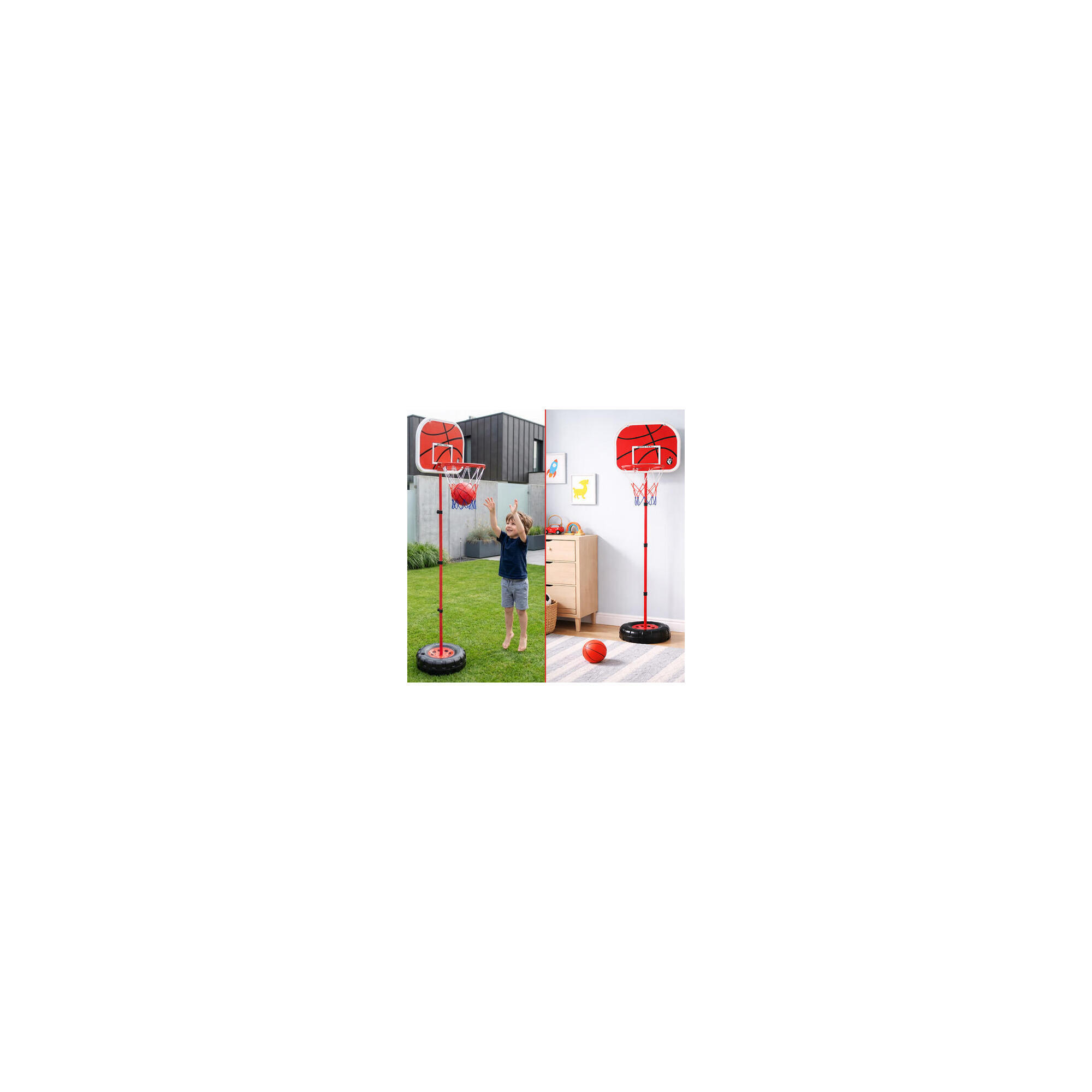 Cos baschet copii, reglabil 109-170 cm, panou 38x29.5 cm, minge si pompa incluse