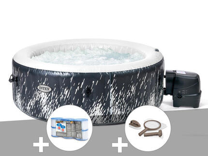 Kit spa gonflable PureSpa Galaxie rond Bulles avec LED 4 places + 6 filtres +