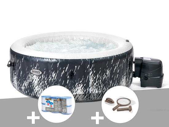 Kit spa gonflable PureSpa Galaxie rond Bulles avec LED 4 places + 6 filtres +