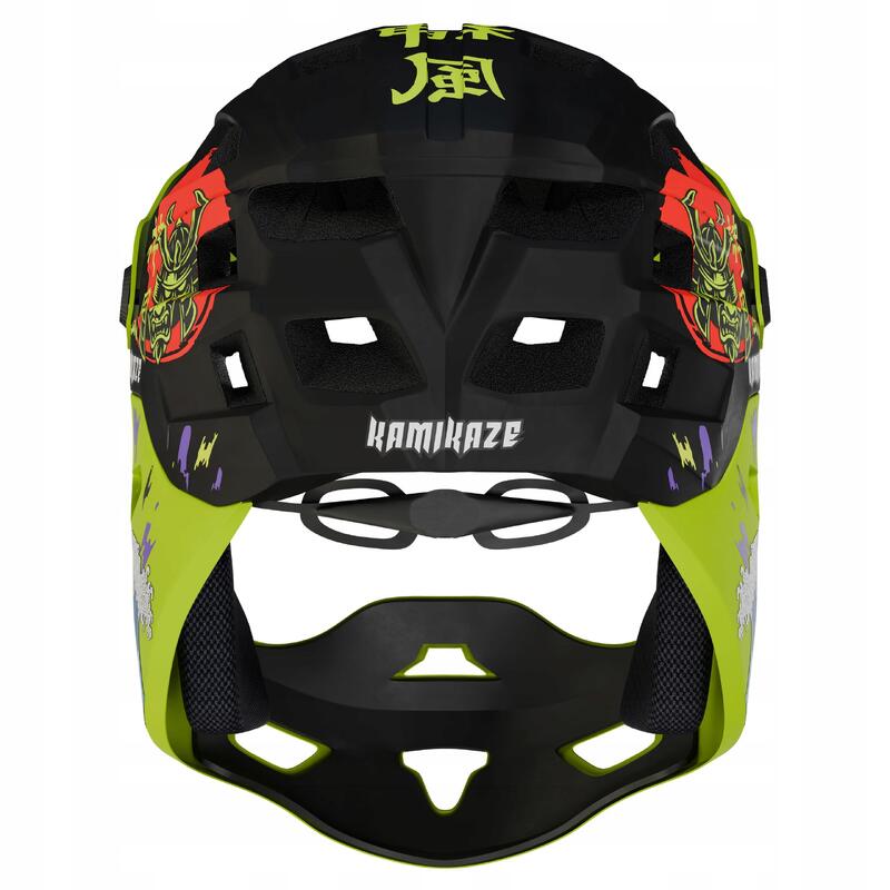 Cască Kamikaze Fullface - Ronin Wave Green Maxilar Detașabil M