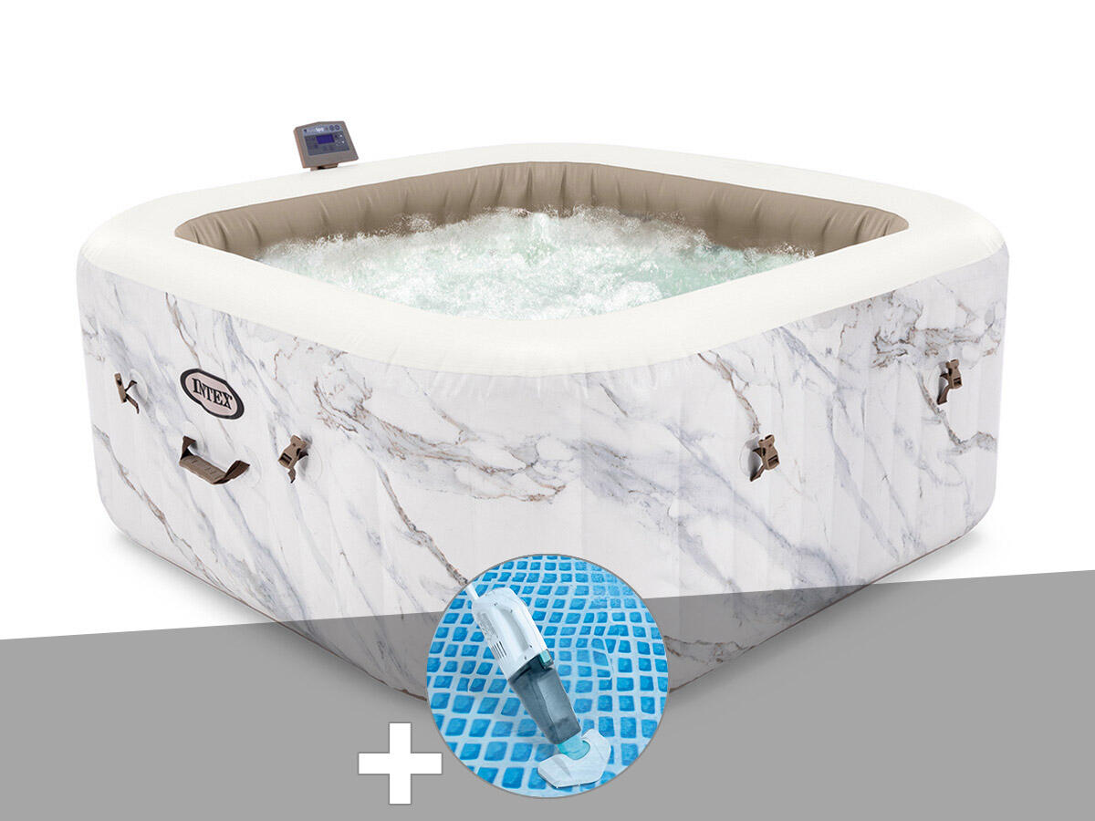 Kit spa gonflable  PureSpa Calacatta carré Bulles 4 places + Aspirateur 1/1