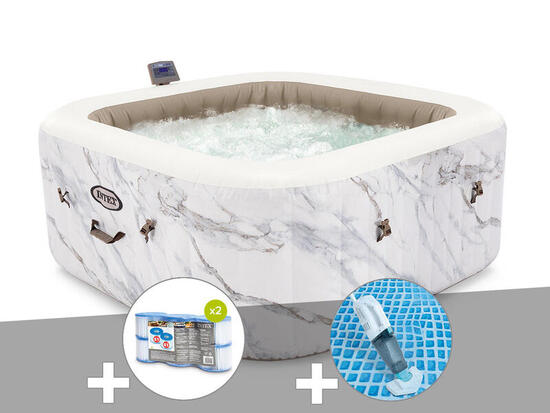 Kit spa gonflable PureSpa Calacatta carré Bulles 4 places + 6 filtres +