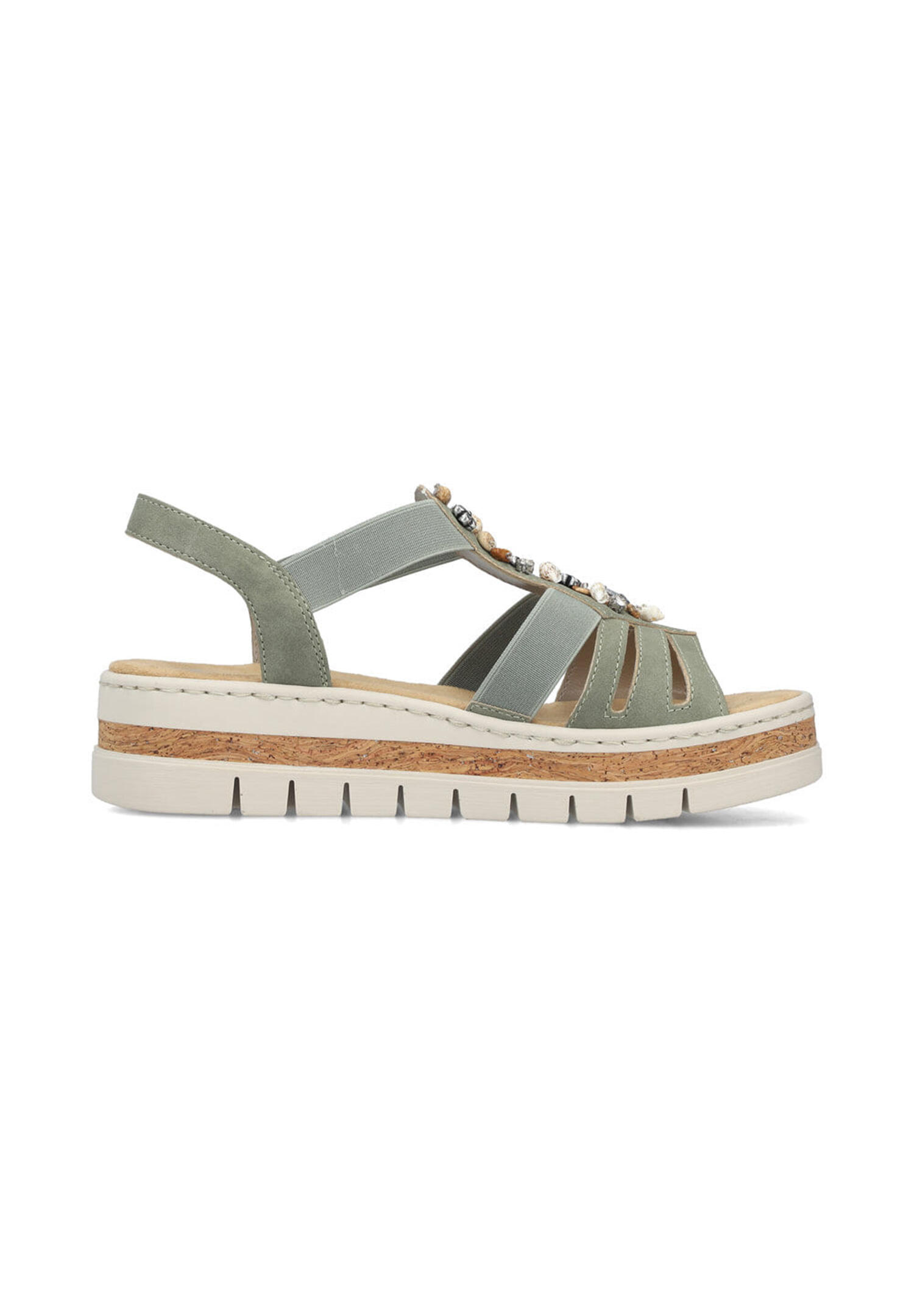 Rieker Damen Keilsandaletten Sandalen Ultraleicht V4949-52 Green 5/5