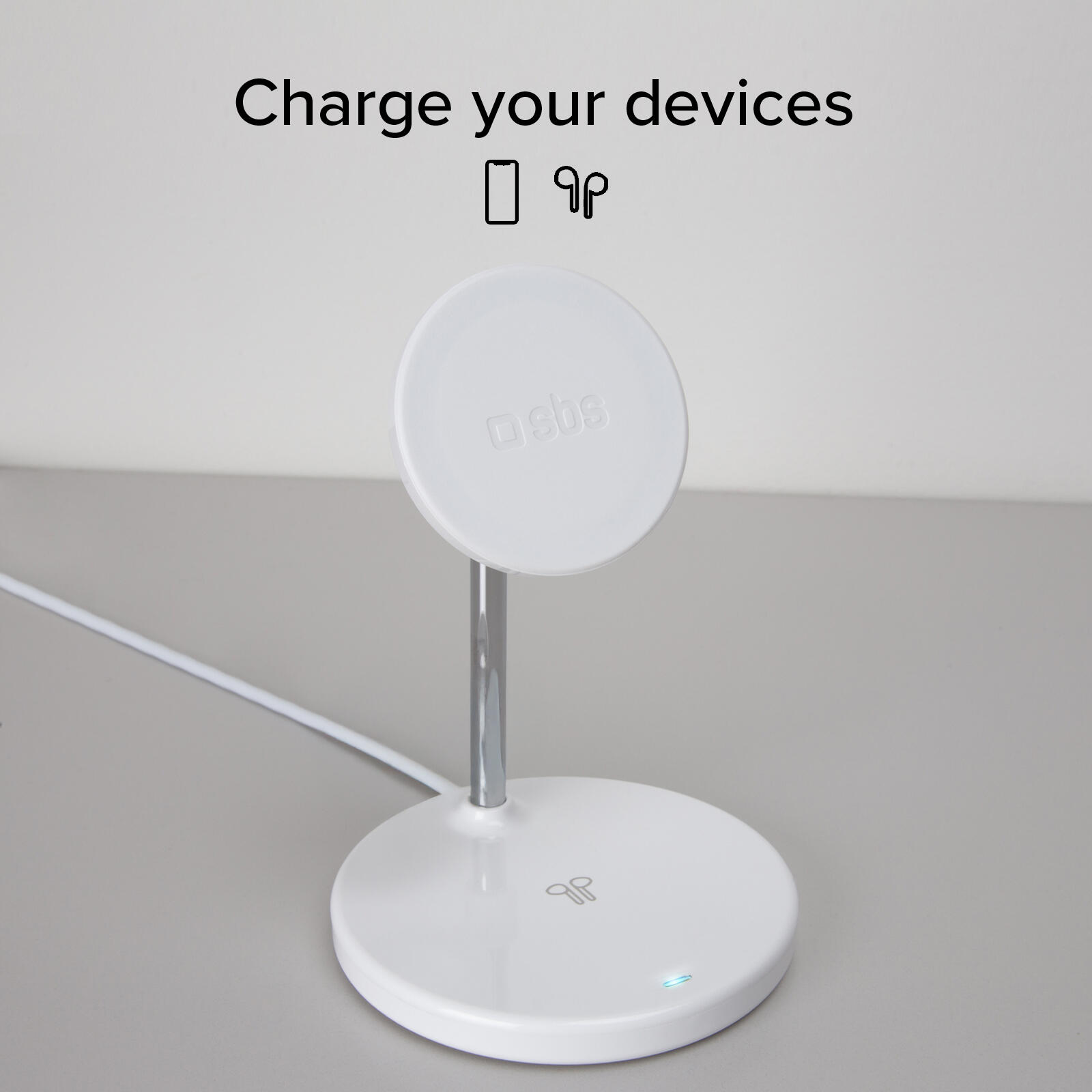 Stazione ricarica wireless 2 in 1 per iPhone, Android, AirPods, auricolari TWS 2/7