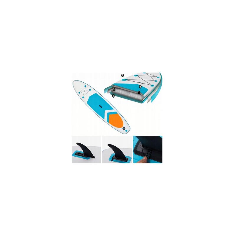 Set placa SUP gonflabila, 320 cm, vasla reglabila, pompa, aripioara detasabila
