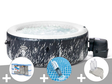 Kit spa gonflable PureSpa Galaxie rond Bulles avec LED 4 places + 6 filtres +