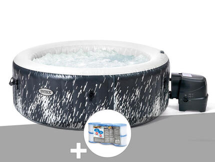 Kit spa gonflable PureSpa Galaxie rond Bulles avec LED 4 places + 6 filtres