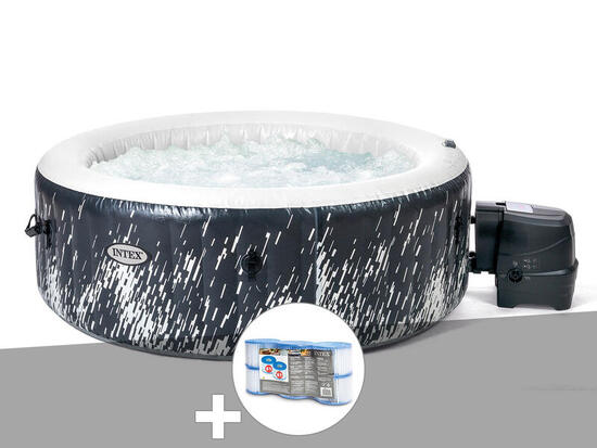 Kit spa gonflable PureSpa Galaxie rond Bulles avec LED 4 places + 6 filtres