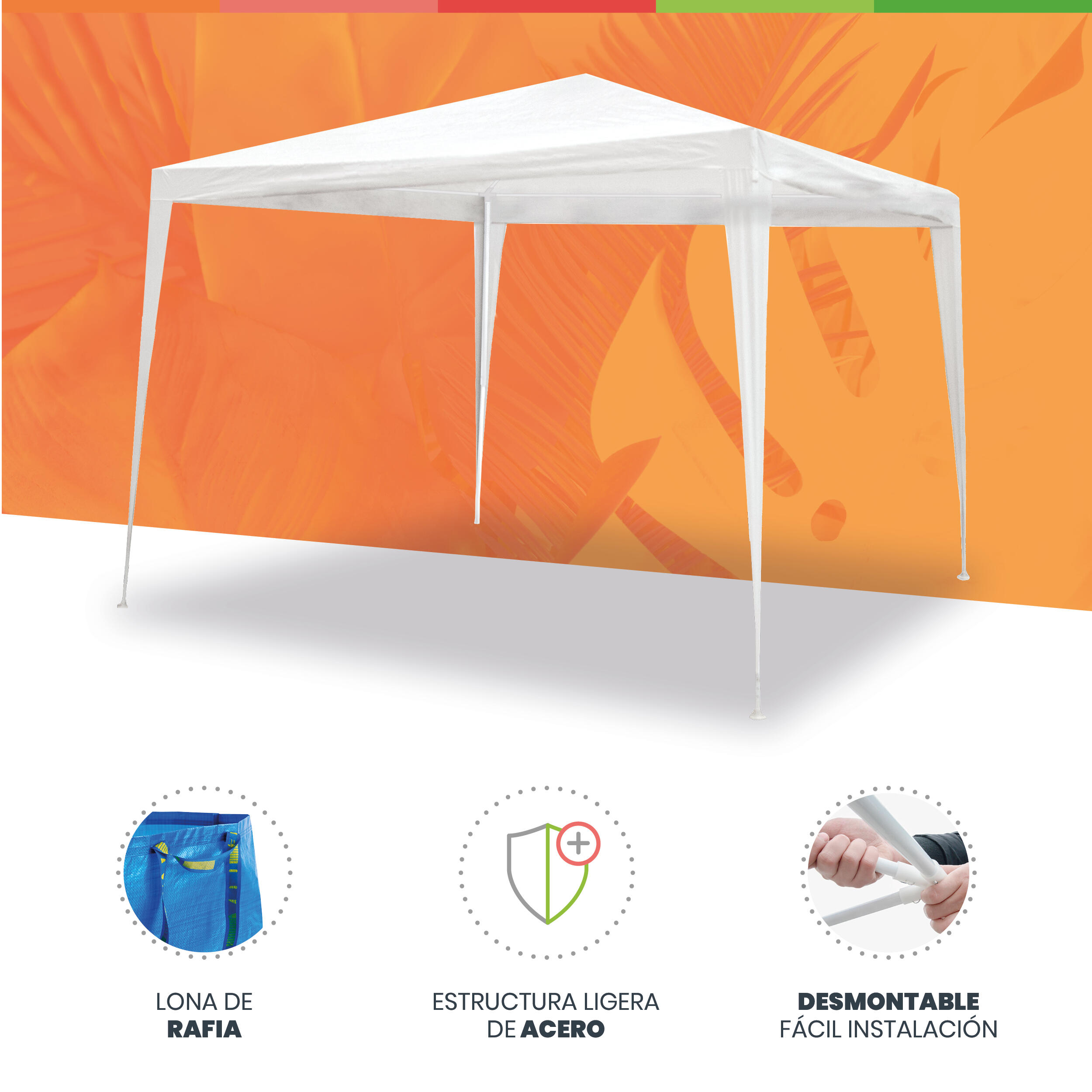 Opvouwbare tent 3x3 m Cies Wit - Winden 2/4