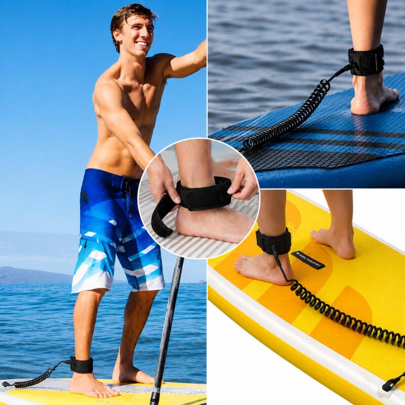 Cordon siguranta pentru placa SUP, leash reglabil pana la 3.3 m, anti-incurcare