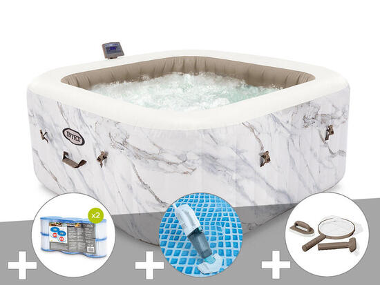 Kit spa gonflable PureSpa Calacatta carré Bulles 4 places + 6 filtres +