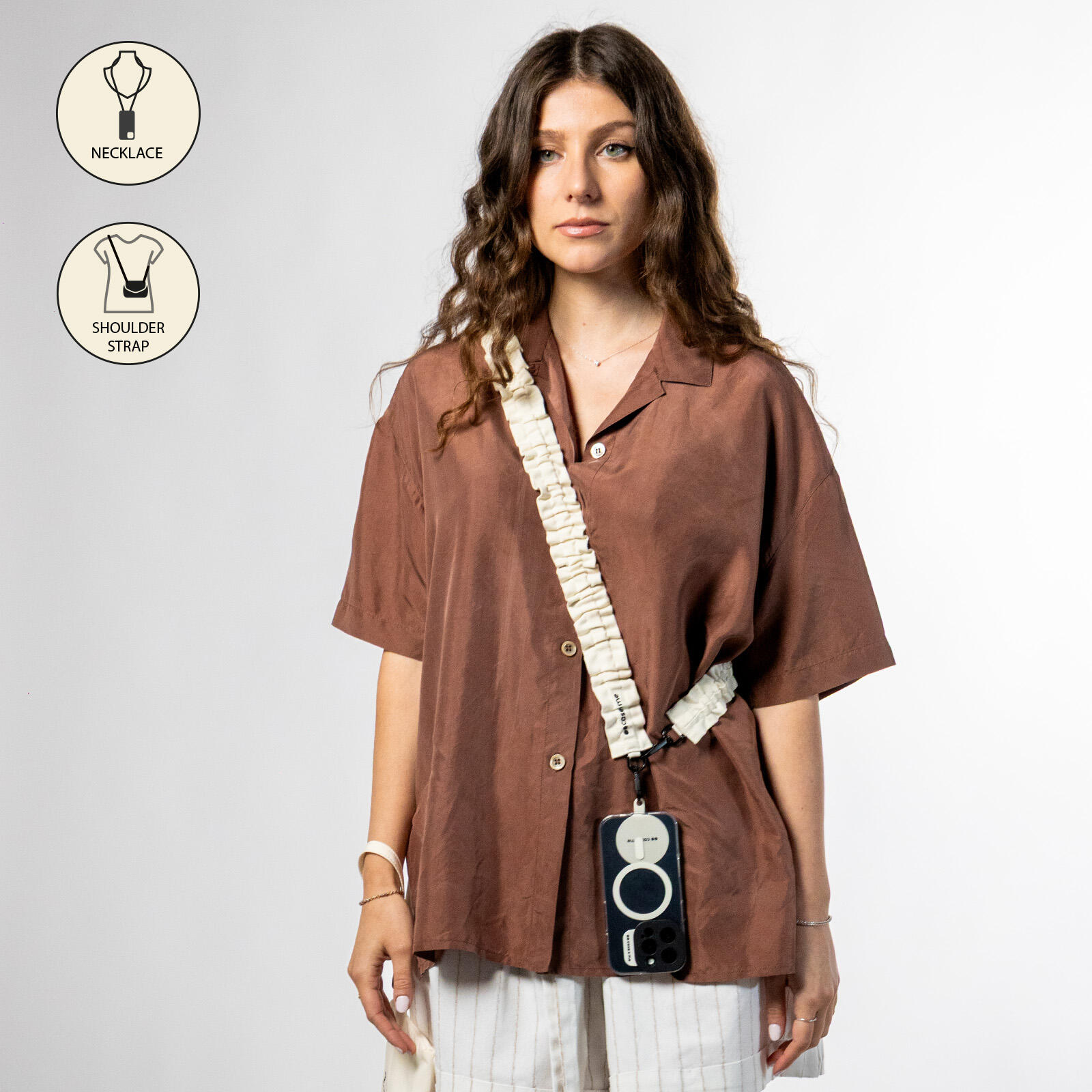 Lanière universelle pour smartphone en tissu à volants 2/6