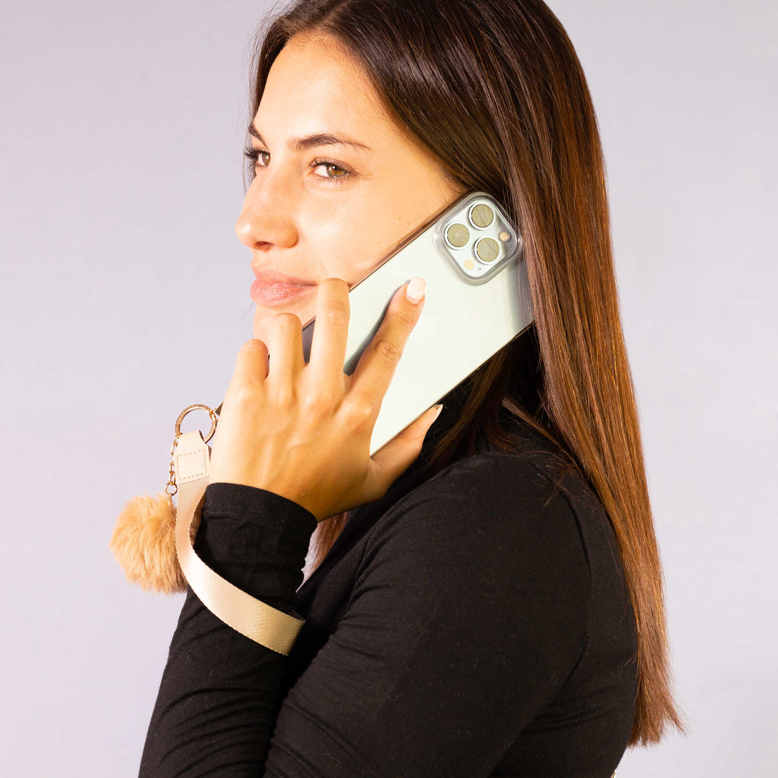 Dragonne pour smartphone avec pompon 2/5
