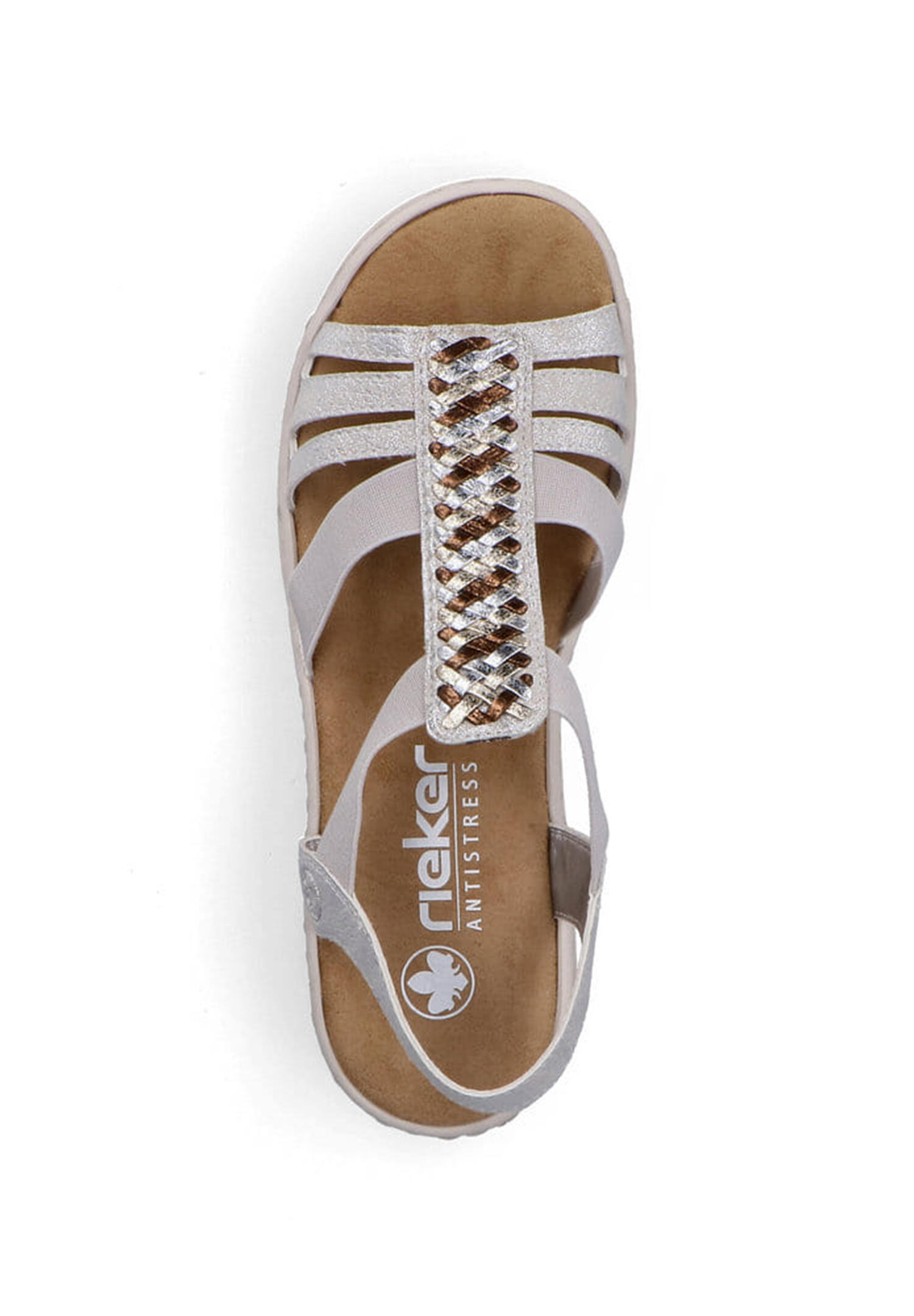 Rieker Damen Keilsandaletten Sandalen Ultraleicht V4918-90 Silver/Platinium 2/5