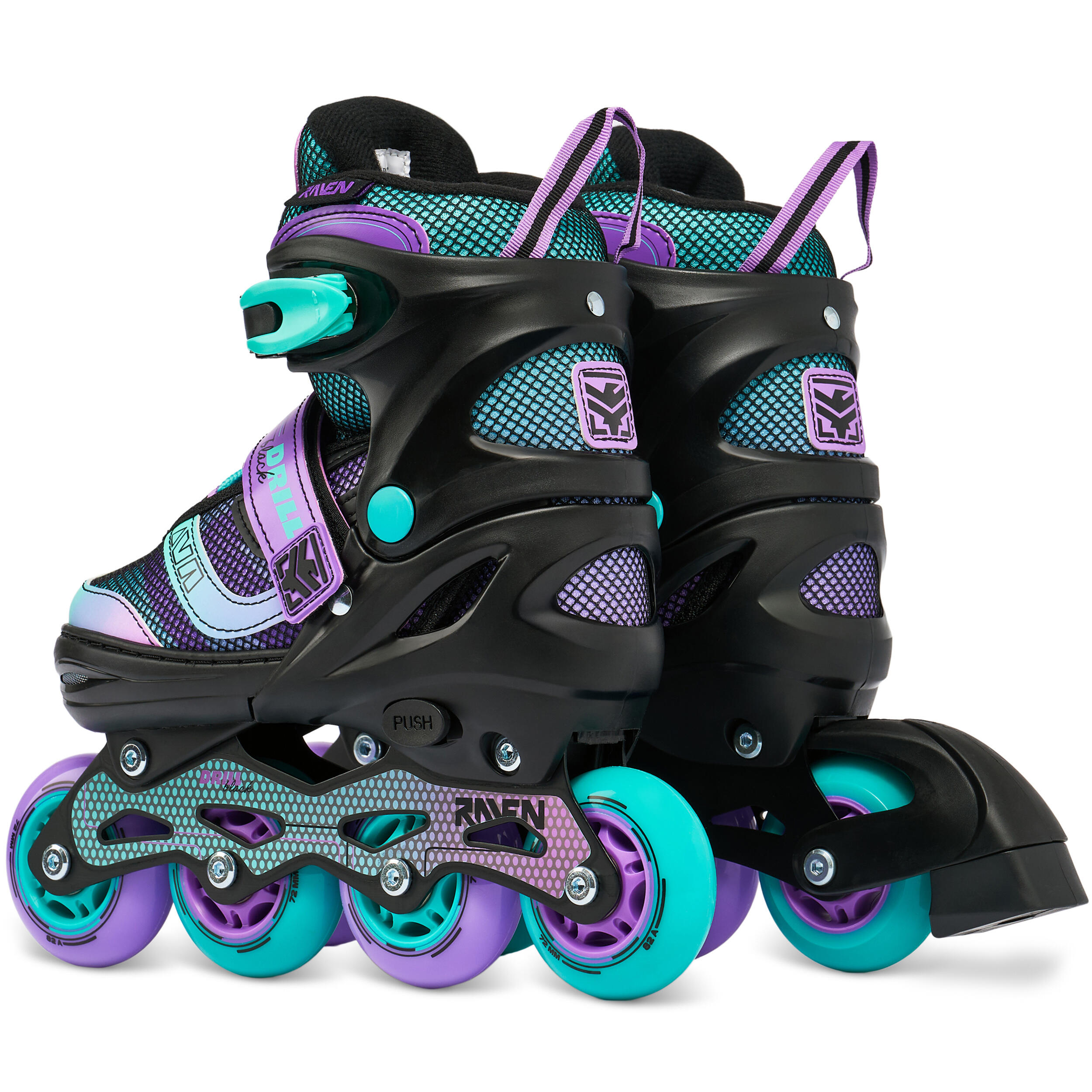 Raven Drill Patins de hóquei de rodas ajustáveis 2 em 1 3/6