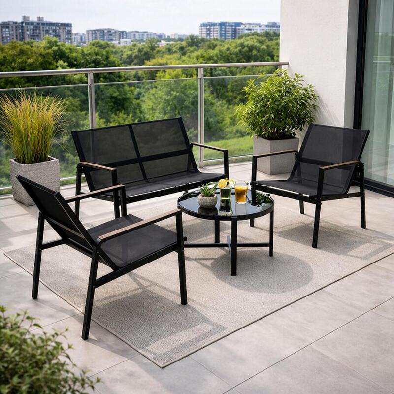 Set 4 piese mobilier balcon/terasa/gradina, greutate suportata 150/300 kg