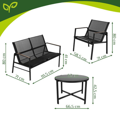 Set 4 piese mobilier balcon/terasa/gradina, greutate suportata 150/300 kg